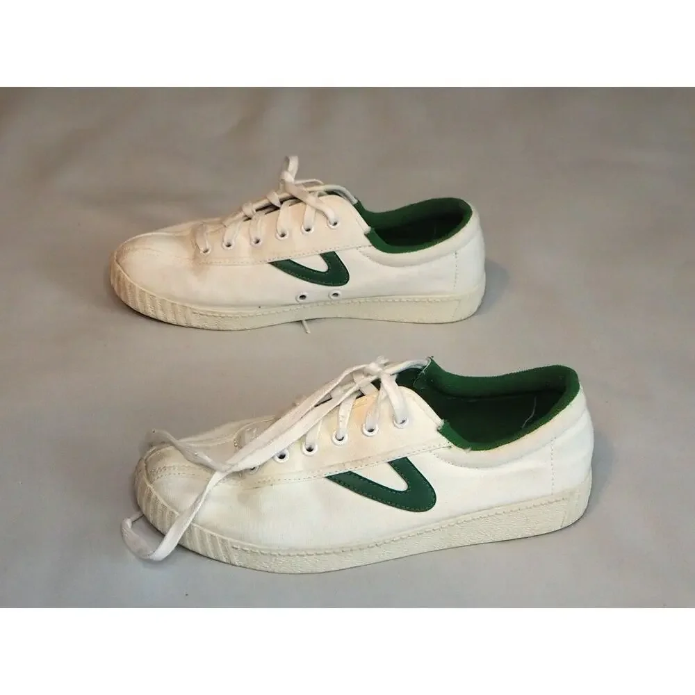 Tretorn Nylite Womens 8 White Green Canvas Low Top Tennis Shoes Sneakers Preppy